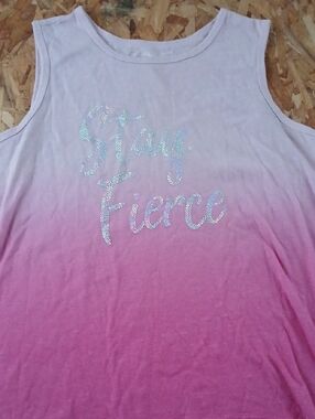 Girls Ombre Pink Sleeveless Top with Sequin "Stay Fierce"